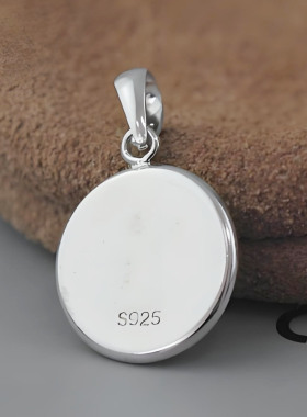 宝石底托925纯银圆形DIY饰品配件镶嵌锆石镶边吊坠托深款原创设计