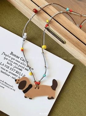 圣诞小狗~卡通吊坠项链女2025新款爆款毛衣链小众设计感百搭配饰