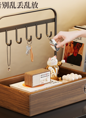 实木中古风入户玄关装饰摆件