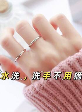 不掉色古法素圈戒指女钛