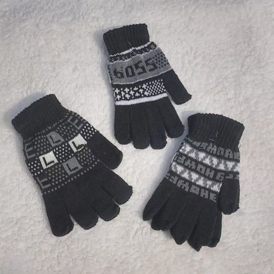 【1双】冬季针织提花保暖手套