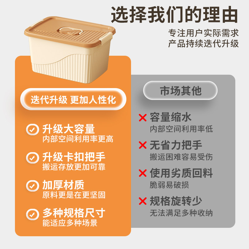 收纳箱大号带盖家用衣物玩具零食书本手提储物盒大容量塑料整理箱,淘宝优惠券,粉丝福利购,淘宝优惠卷
