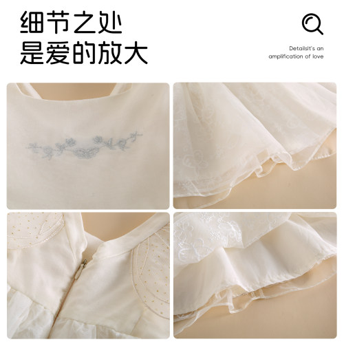 Ms.Puala女童连衣裙夏季蝴蝶刺绣纱裙婴幼儿女宝甜美小飞袖公主裙 - 图2