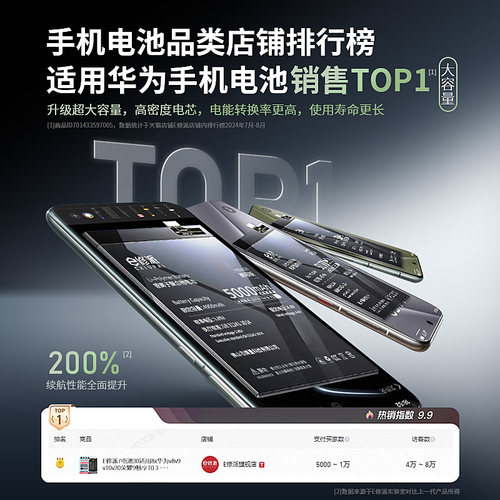 E修派P40电池30适用Mate20Pro华为10Plus荣耀9A畅享7x 8xmax 6se Nova5iPro 4e 3 2Plus 20s青春版Play手机9i - 图0