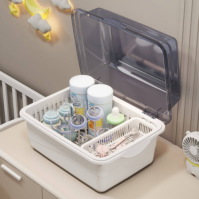奶瓶收纳箱大容量翻盖防尘沥水架带盖婴儿用品辅食餐具玩具收纳盒,淘宝优惠券,粉丝福利购,淘宝优惠卷