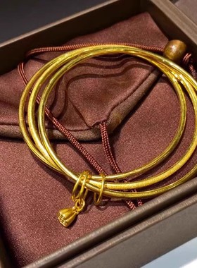 新款三生三世手镯女仿真黄金正品实心越南沙金莲蓬多环高级感首饰