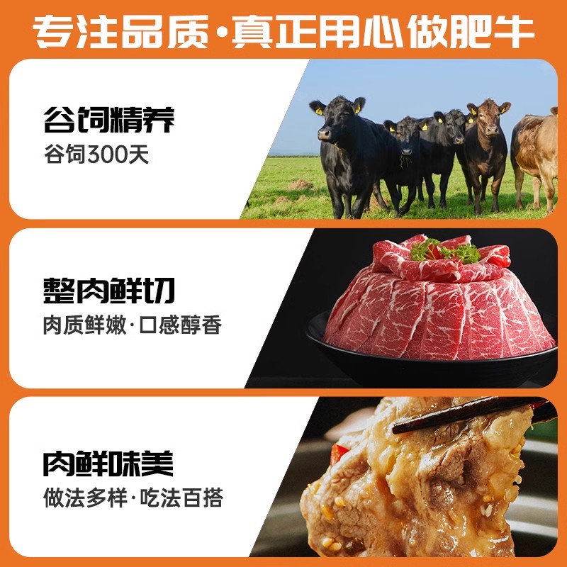 牛肉片新鲜牛肉卷肥牛卷安格斯肥牛片1500g烤肉火锅食材冷冻烧烤 - 图0