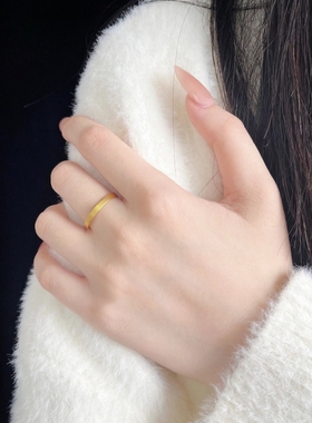 金色戒指钛钢不掉色素圈戒指旺财偏财戒指沙金戒指情侣对戒食指戒