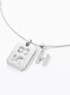 十个勤天字母数字双吊坠项链简约百搭粉丝应援周边个性潮流配饰