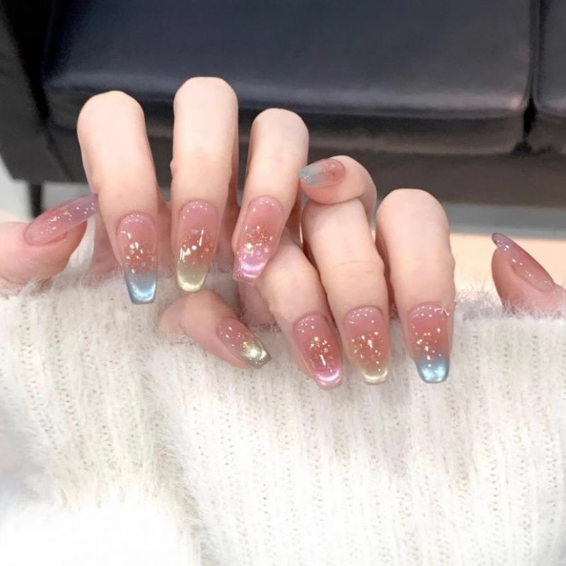 新款纯欲气质法式猫眼纯手工穿戴甲高级显白美甲贴片 - 图0