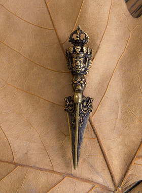 尼泊尔黄铜金刚橛小吊坠西藏车饰挂件秽迹普巴金刚杵念珠配饰礼品