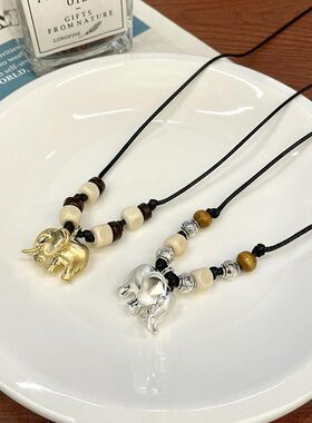 银色小象项链高级感轻奢小众气质设计精致配饰秋冬链卫衣链毛衣
