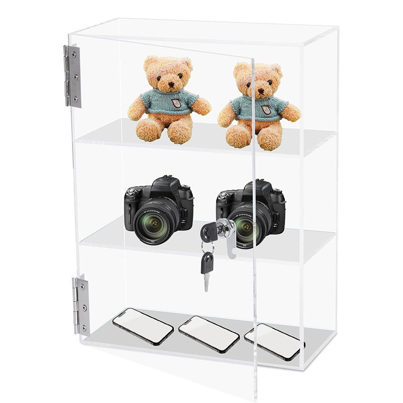 透明亚克力带锁展示柜桌面杂物三层收纳盲盒手办防尘收纳柜子,淘宝优惠券,粉丝福利购,淘宝优惠卷
