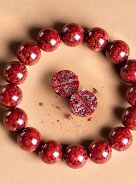 井朱砂手串晶体湘西辰砂宝库砂特级手链男女款礼高含量珠子生肖