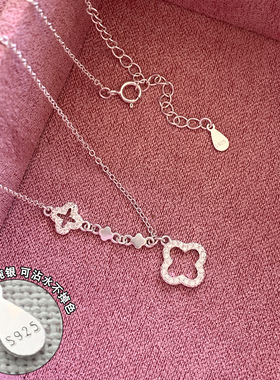 纯银镂空四叶草项链女款2025新款