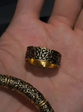 复古黑金饕餮戒指饕餮合集中式霸气时尚百搭轻奢男士手链礼物配饰