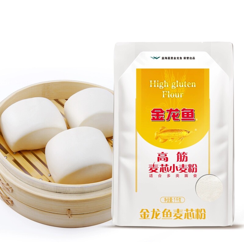 【百补福利购】金龙鱼高筋麦芯小麦粉1kg袋装家用包子饺子馒头