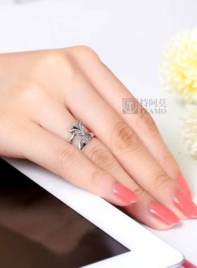 狐狸戒指纯银开口女生