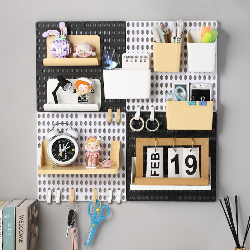 Hole plate storage rack Student dormitory office desk without punching wall hook home kitchen storage and organization rack