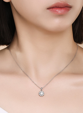 六桂福手捧花吊坠项链女925纯银