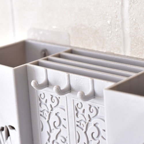 厨房筷子笼壁挂式沥水置物架托家用筷筒厨房筷笼刀架一体收纳盒子 - 图2