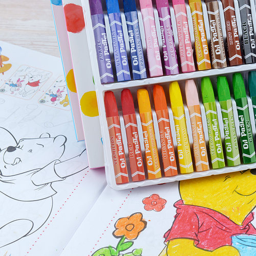 油画棒24色蜡笔幼儿园专用儿童安全无毒不脏手不沾手盒装水溶性可水洗宝宝小学生画画炫彩棒12色 - 图1