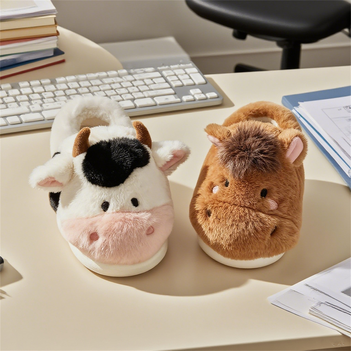 细细条 牛马棉拖鞋男女搞怪可爱职场打工人家居防滑包跟毛毛鞋冬,淘宝优惠券,粉丝福利购,淘宝优惠卷