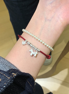 纯银马上有钱盘缠手串本命年红绳