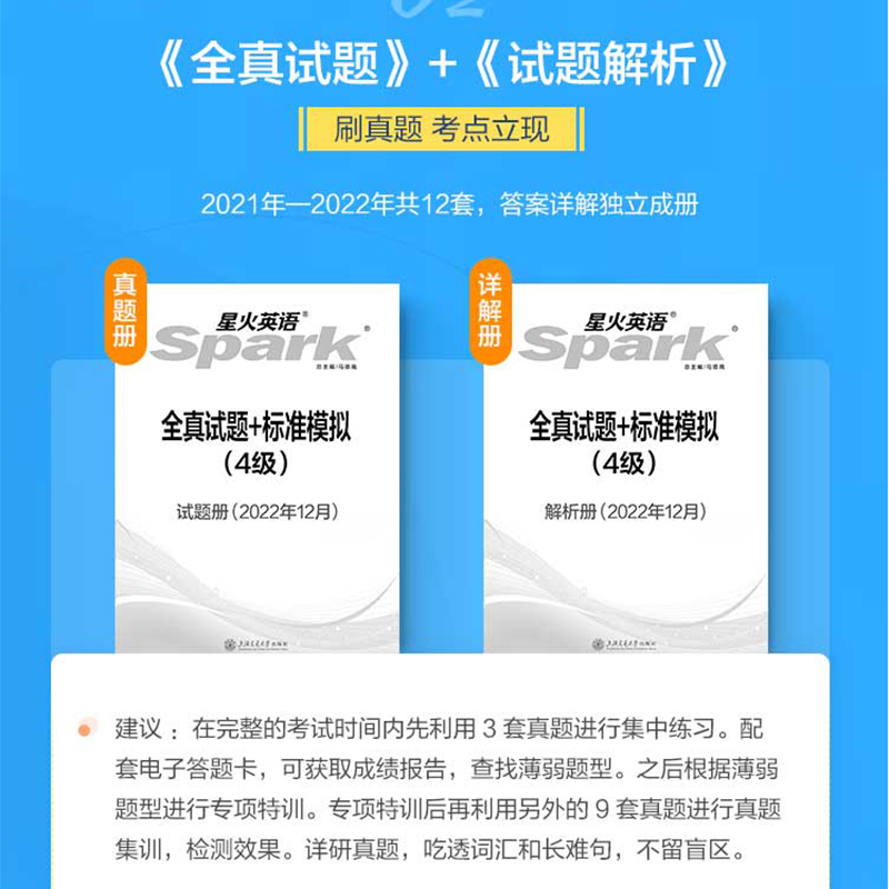 备考2024.6 星火英语四级考试英语真题试卷 大学英语四级六级考试历年真题通关模拟试卷 阅读词汇翻译听力写作文专项单词书课包 - 图1