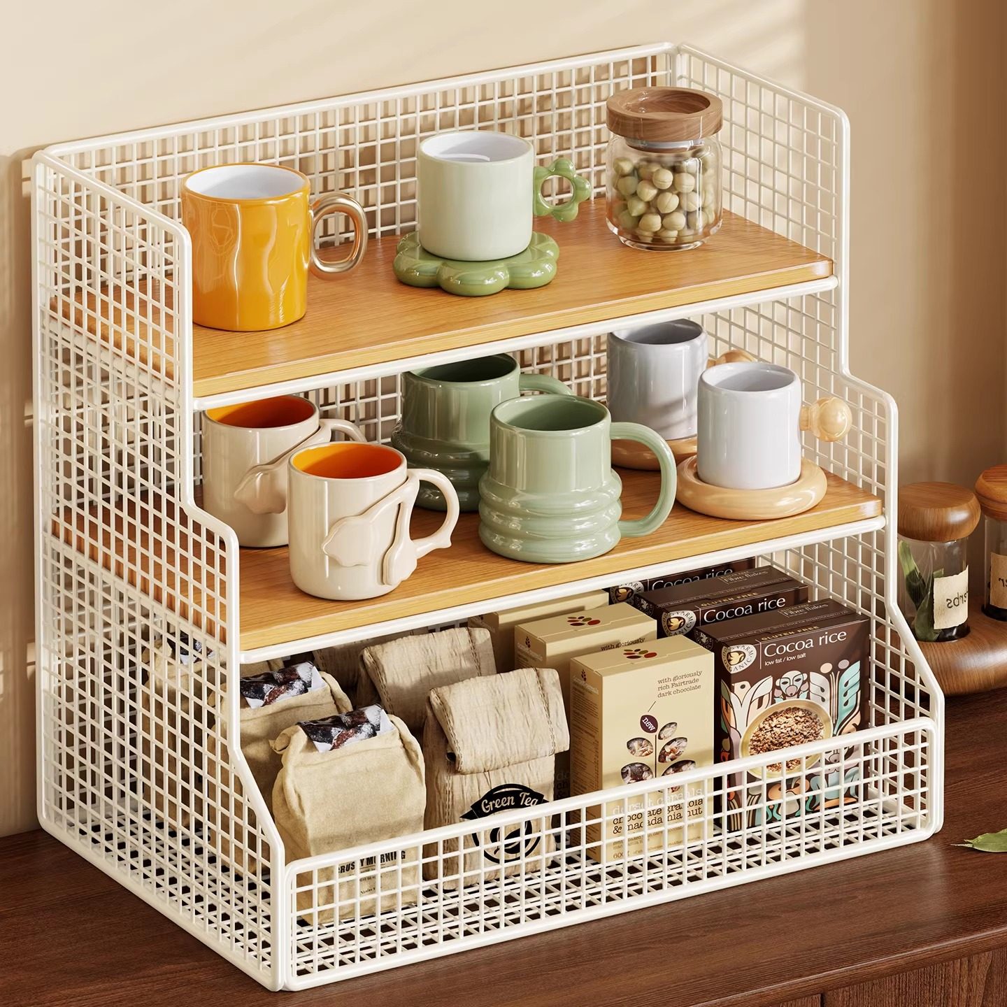 桌面置物架厨房台面调料多层杯子收纳架餐桌上零食架客厅水杯架子,淘宝优惠券,粉丝福利购,淘宝优惠卷