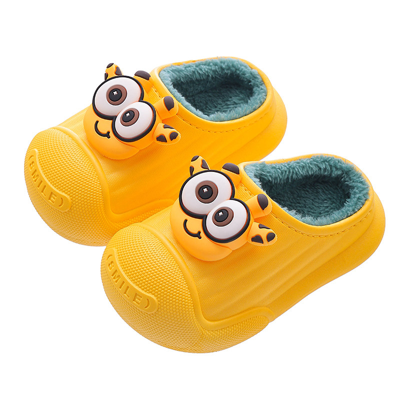 儿童棉拖鞋防水男童2024新款秋冬季加绒棉鞋包跟男宝宝拖鞋带后跟