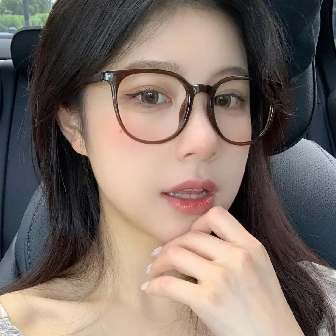 近视眼镜女可配度数ins超轻大框防蓝光平光镜素颜显瘦护眼黑框 - 图0