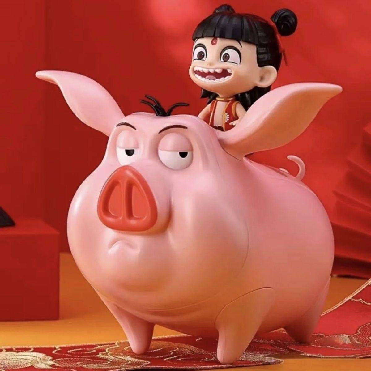 正版授权哪吒之魔童闹海手办飞天猪周边玩偶爆米花桶造型桶礼物