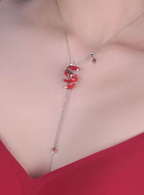 苹果切片项链女红色苹果吊坠颈链小众设计高级感甜酷锁骨链