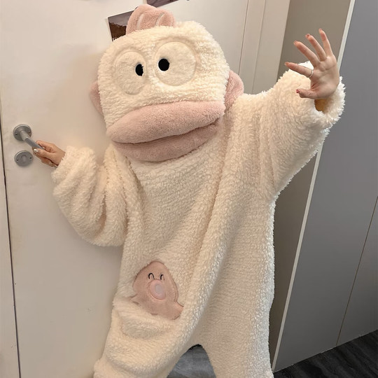 2025 New Ugly Fish Pajamas One Piece Coral Fleece