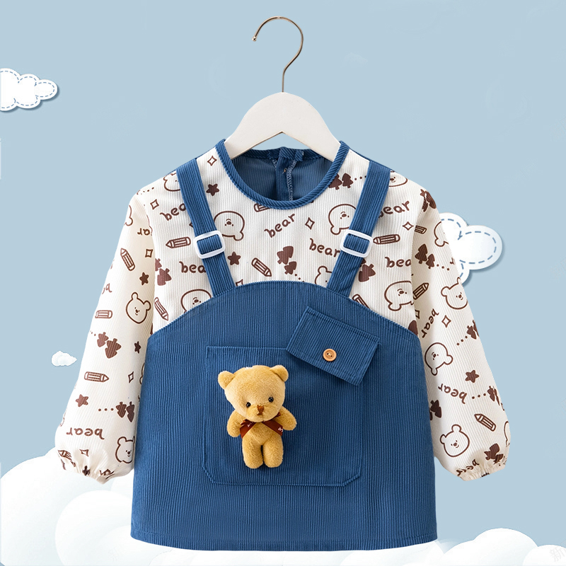 Fashionable men's and women's baby smocks, autumn and winter outer wear, children's bibs, reverse dressing and eating, waterproof and anti-dirty clothing, food and rice pockets