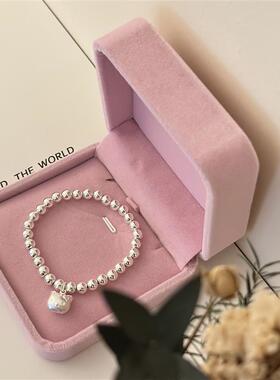 【幂琳】999纯银Kitty女手链简约可S爱圆珠吊坠手串宝宝儿童送人