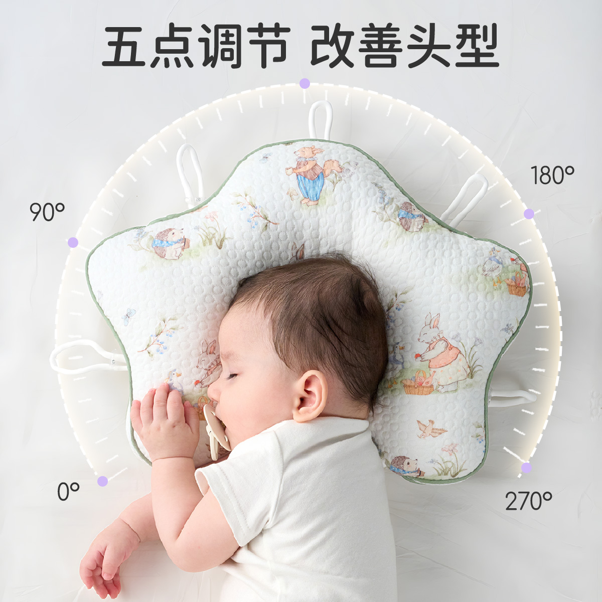 婧麒小米定型枕婴幼儿0到6个月新生儿宝宝圆头枕头矫正头型纠正枕 - 图1