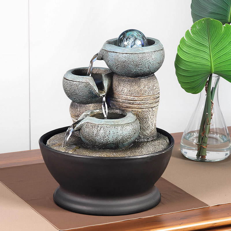 高档桌面流水喷泉摆件循环水办公室客厅玄关风水球轮造景观装饰品,淘宝优惠券,粉丝福利购,淘宝优惠卷