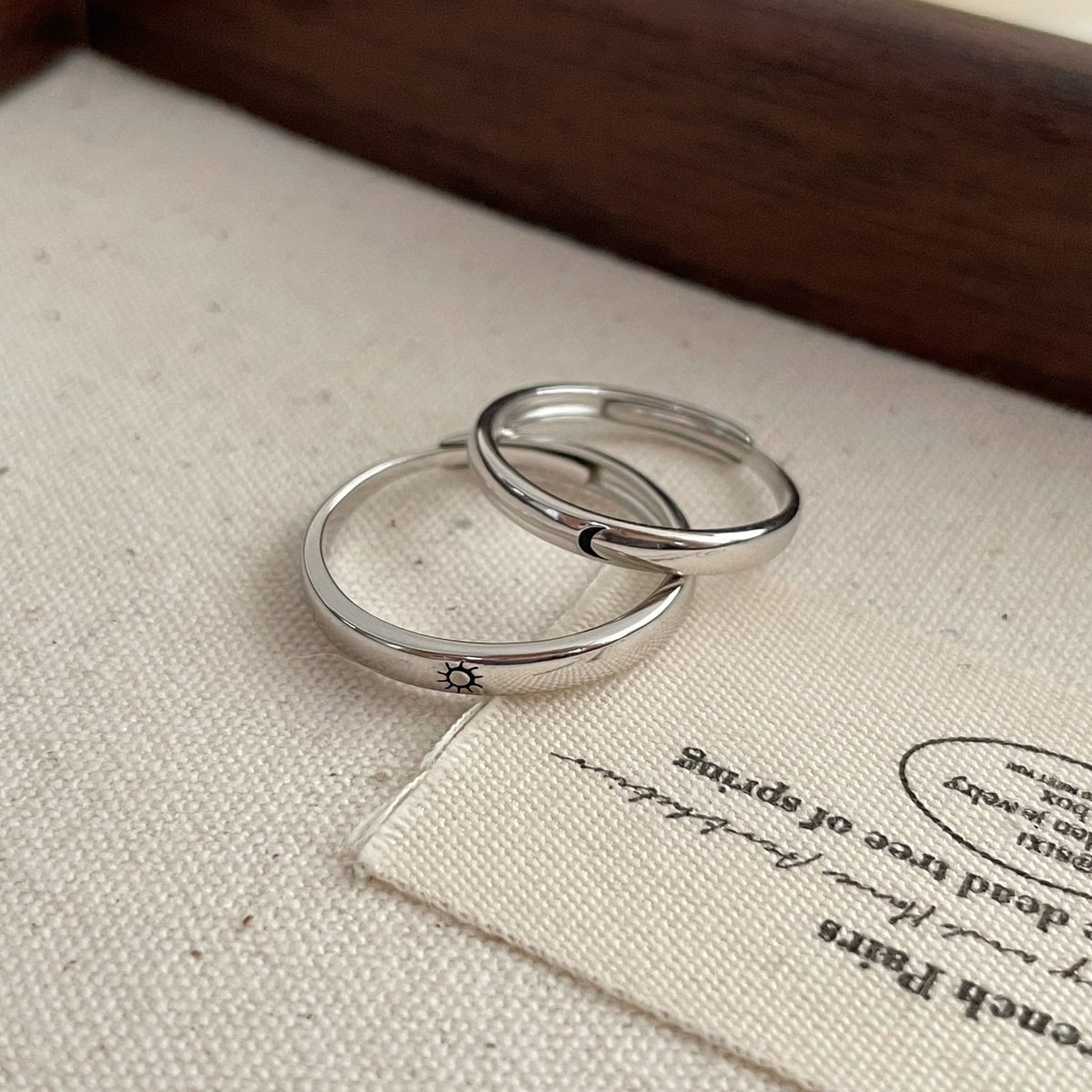 S925 sterling silver couple ring open pair