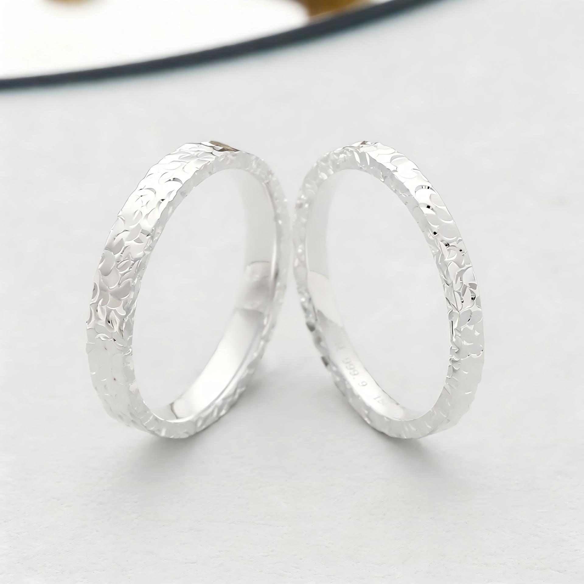 Pure silver 9999 three-sided ice ring