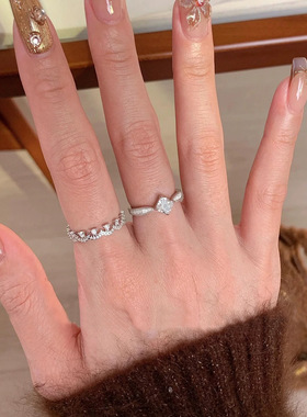 S925纯银戒指闭口满镶蕾丝戒指