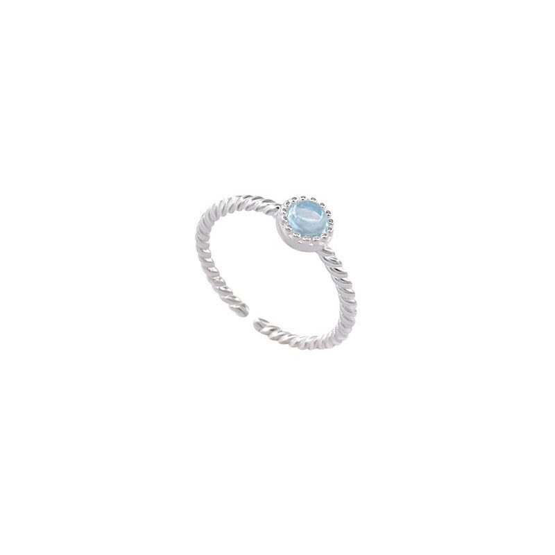 S925 sterling silver natural aquamarine ring