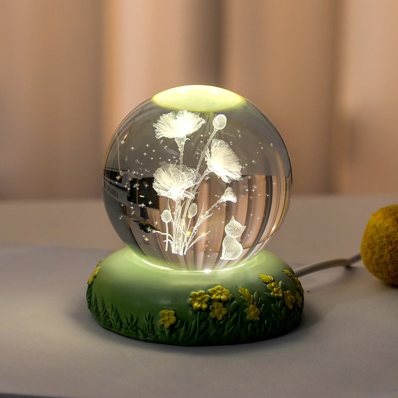 花朵水晶球摆件郁金香玫瑰康乃馨装饰品高级感送人情人节生日礼物,淘宝优惠券,粉丝福利购,淘宝优惠卷