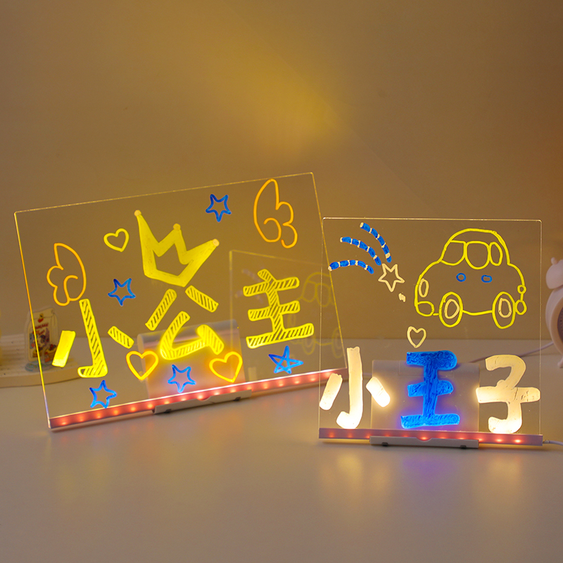 发光透明儿童画板宝宝涂鸦画画手写记事摆摊小摆件LED荧光板礼物