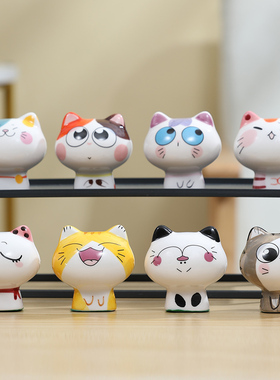 陶瓷日式迷你卡通可爱风小摆件