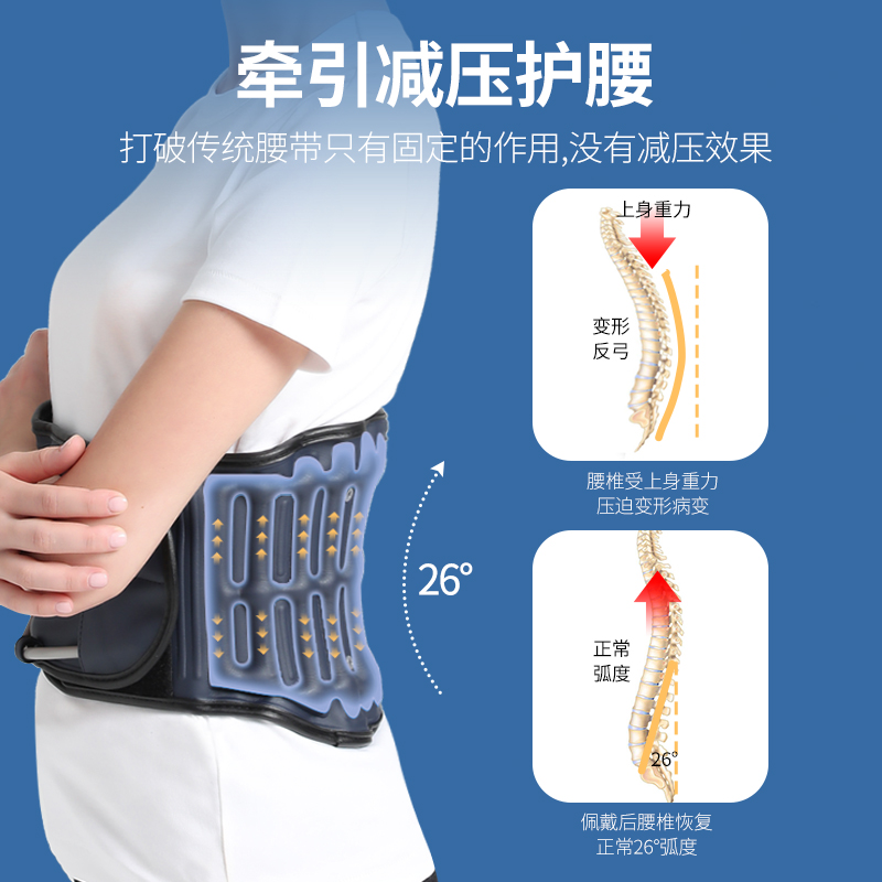 罗脉充气护腰带腰椎间盘突出固定器医用康复腰托腰部牵引拉伸护具 - 图0