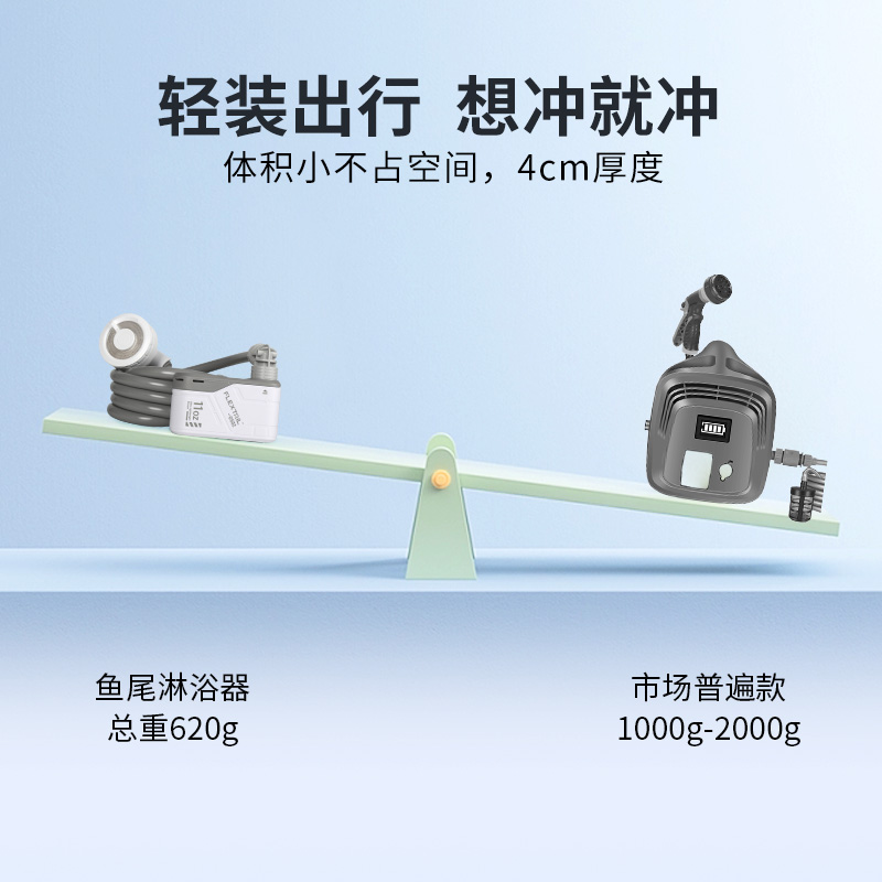 FLEXTAIL鱼尾户外便携式电泵淋浴器露营电动花洒宿舍自吸洗澡神器