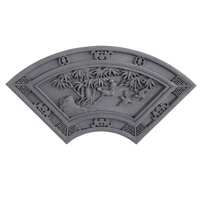 扇形竹砖窗古建青砖老砖g雕仿古浮雕画中式影壁墙照壁装饰建材