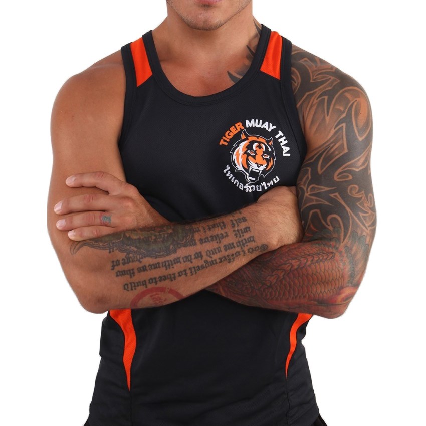 Boxers black speed polyester fiber moisture absorption v color material Orange yellow spell Cathay needle Tiger weaver vest elastic V drain perspiration